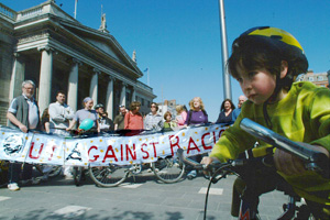 A sponsored cycle in Dublin by anti-racism campaigners last weekend against the referendum