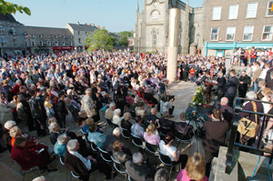 Two thousand people filled Church Square in Monaghan for the unveiling of a new memorial to the victims of the 1974 bombing by British agents