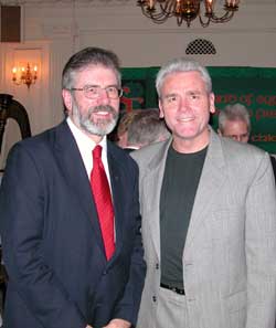 Gerry Adams and General President of the Laborers' International Union of North America, Terence M O'Sullivan, addressed the standing-room-only crowd at a Chicago fundraiser held by Friends of Sinn Féin on Saturday 7 November