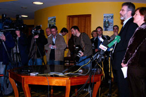 Facing the press after last Saturday’s Sinn Féin Ard Chomhairle meeting