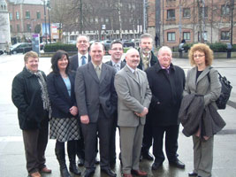 Sinn Féin candidates outside the Belfast Electoral Office, Monday 12 February where they were going to lodge their nomination papers for March 7 assembly elections