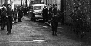 A British Army patrol in Enniskillen during the Border Campaign