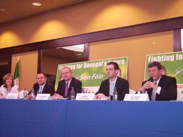 Gráinne Mhic Géidigh, Pádraig Mac Lochlainn, Martin McGuinness, Pearse Doherty and Pat Doherty