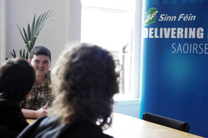 Barry McColgan of Ógra Shinn Féin with the two SEGI representatives who visited Ireland earlier this month