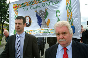 Pearse Doherty and Larry O’Toole at the commemoration