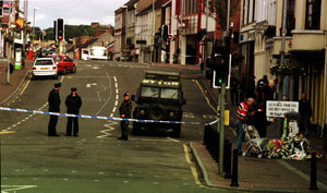 The scene in Omagh town where the bomb exploded