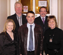 Darren Mc Nally pictured centre front along with Mary Doyle and Cathy Rafferty, backrow Paul Corrigan and Noel Sheridan