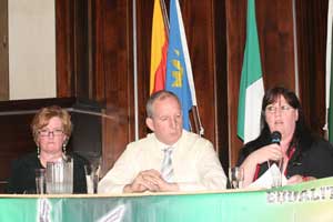 Former Armagh POW and now Sinn Féin Councillor Angela Nelson, Bobby Storey and Briege Brownlee at the Bobby Sands Memorial Lecture