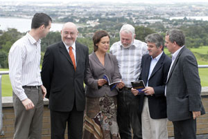 ON THE HILL: Senator Pearse Doherty and TDs Caoimhghín Ó Caoláin, Martin Ferris, Arthur Morgan and Aengus Ó Snodaigh go through the agenda with MEP Mary Lou McDonald