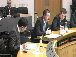 Sinn Féin Senator Pearse Doherty addresses the Oireachtas sub committee