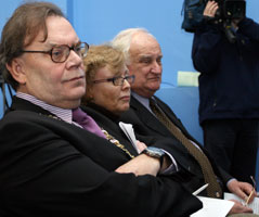 Tom Hartley with Leslie Carroll and Robin Eames at the AGM of Relatives For Justice