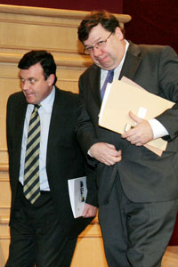 URGENT DISCUSSIONS: Lenihan and Cowen