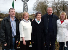 FAMILY: Martin McGuinness pictured with the late John Davey’s wife Mary, his son Eugene and daughters Pauline and Maria at last weekend’s commemoration