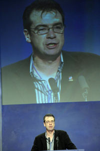 MANDATE: John Douglas addresses the Ard Fheis