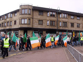 FLYING THE FLAG: Marchers were subjected to racism and sectarianism by counter-demonstrators