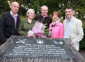 PROUD: Kevin Lynch’s sisters, Bridie and Jeannie, with Martin McGuinness, Seán McGlinchey and Declan Kearney
