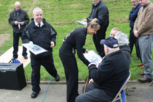 Martina Anderson making a presentation to the families of the Volunteers