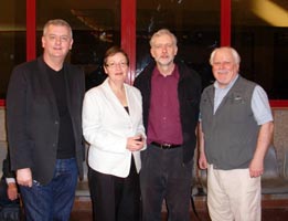 Derry City Sinn Féin Mayor, Paul Fleming, Bairbre de Brún MEP, British Labour MP Jeremy Corbyn and Councillor Gerry MacLochlainn at Rafah
