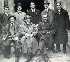 Back Row: David Cotter, Seán Murphy, Donal Barrett, Terence MacSwiney and Paddy Trahy. Front Row: Tadhg Barry, Tomás Mac Curtáin and P. O’Higgins