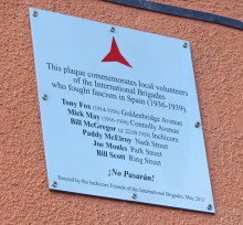 International Brigade plaque in Inchircore