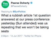 Pearse Doherty on Sun story 13 June 2017