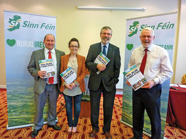 Martin Ferris TD with Gerry Adams TD and Senators Trevor Ó Clochartaigh and Kathryn Reilly at the launch of the ‘Love Rural Ireland’ campaign