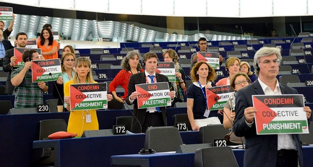 GueNGL protest EU over Gaza
