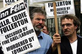 Eddie Fullerton – Gerry Adams with Eddie's son, Albert, at Leinster House, 2005