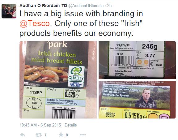 Aodhan O Riordain comments on Northern produce