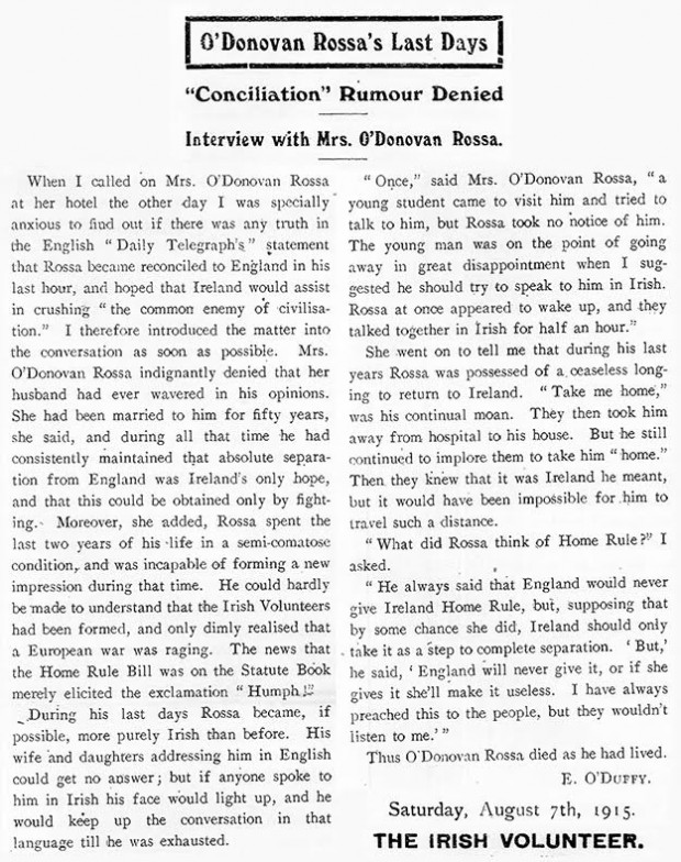 Rossa – Irish Volunteer refutes Telegraph