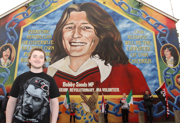 Castro RIP – Group at Bobby Sands mural