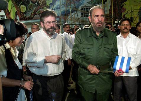 Castro with Gerry Adams Cuba flag