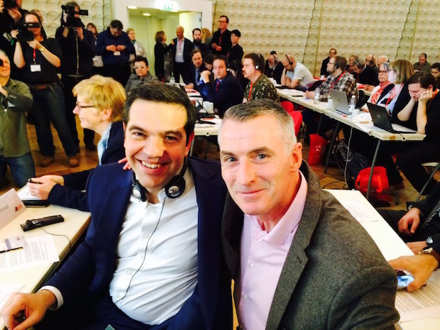 European Left, Berlin –  Dec 2016 – DK with Prime Minister of Greece Alexis Tsipras, President of SYRIZA and Vice-President of European Left