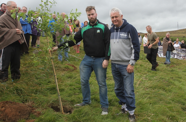 2016 H35 tree-planting Brendan McFarlane, O/C H-Blocks prisoners, with Sinn Féin Youth activist Dermot Brown from Fermanagh