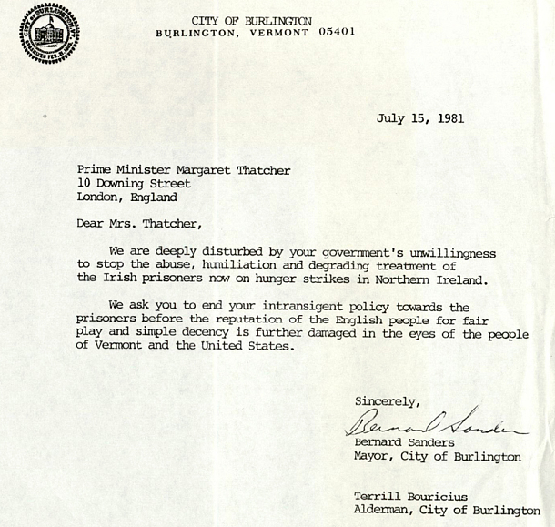 Bernard Sanders letter