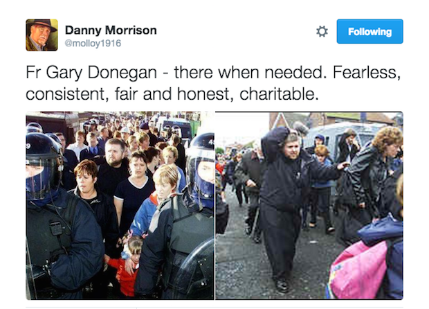 Fr Gary Donegan, Ardoyne 2016 Morrison tweet Holy Cross 620