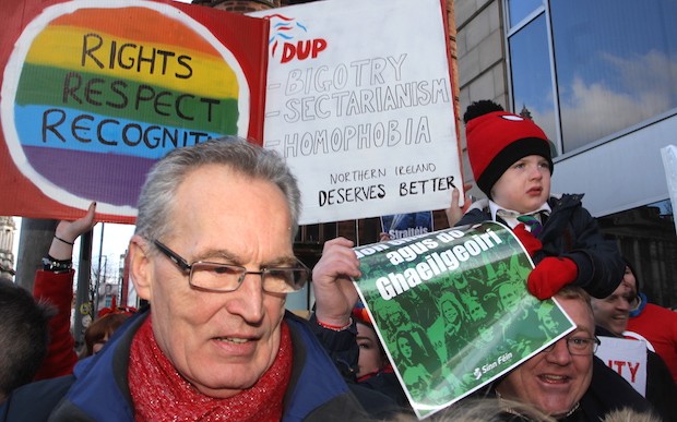 An Dream Dearg protest 12 Jan 2017 Gerry Kelly