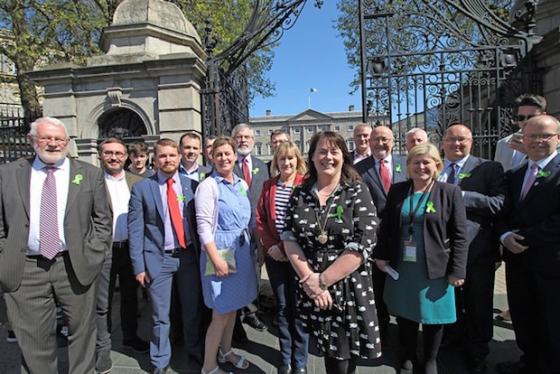 Fermanagh & South Tyrone candidate Michelle Gildernew with the Sinn Féin team in the Dáil