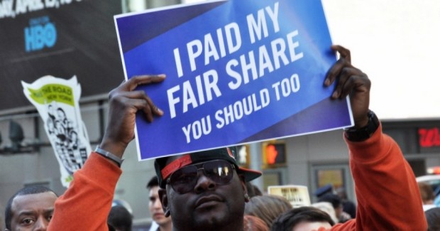 Tax justice protester