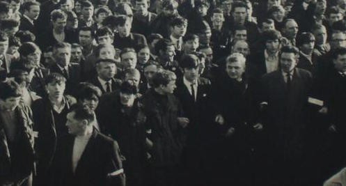 A section of the large crowd at a civil rights march in Derry in November 1968.