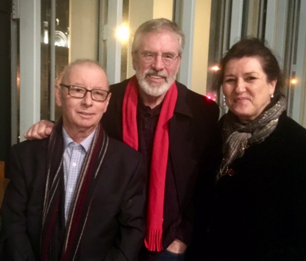 Gerry Adams with Joe Reilly at a recent tribute night for the veteran councillor.