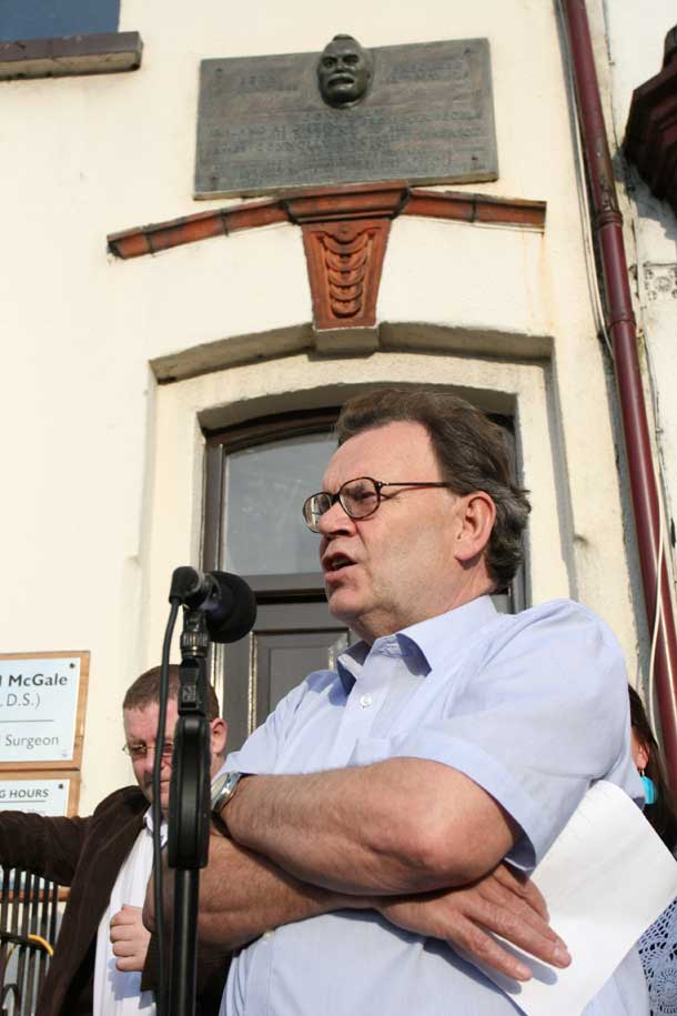 Tom Hartley addresses the annual James Connolly Commemoration on the Falls Road, Belfast