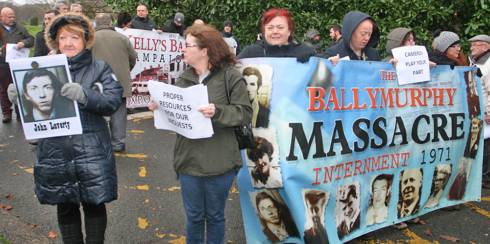 Protesters make their way to the gate