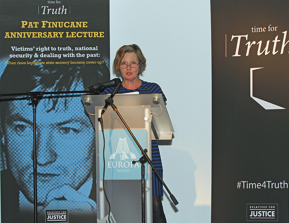 Geraldine Finucane addresses the audience