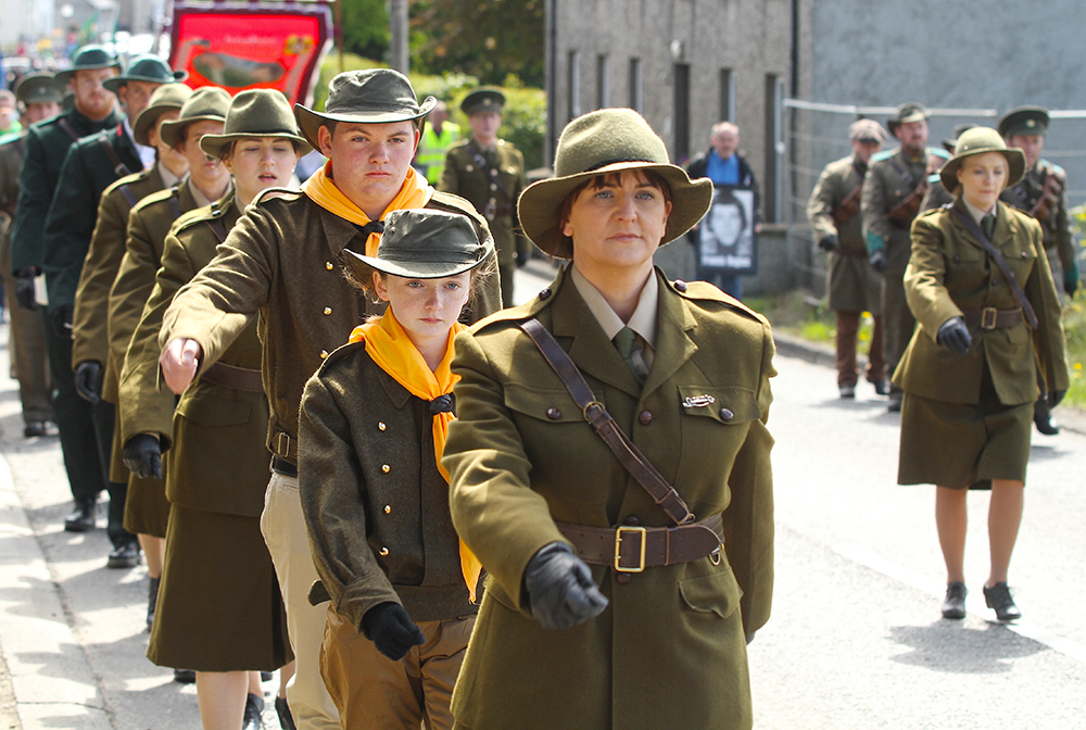 The South Derry & South East Antrim Re-enactors take centre stage Pic 3: Rasharkin Sons of Ireland RFB on parade in Bellaghy