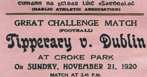 1920 Bloody Sunday Croke Park GAA ticket