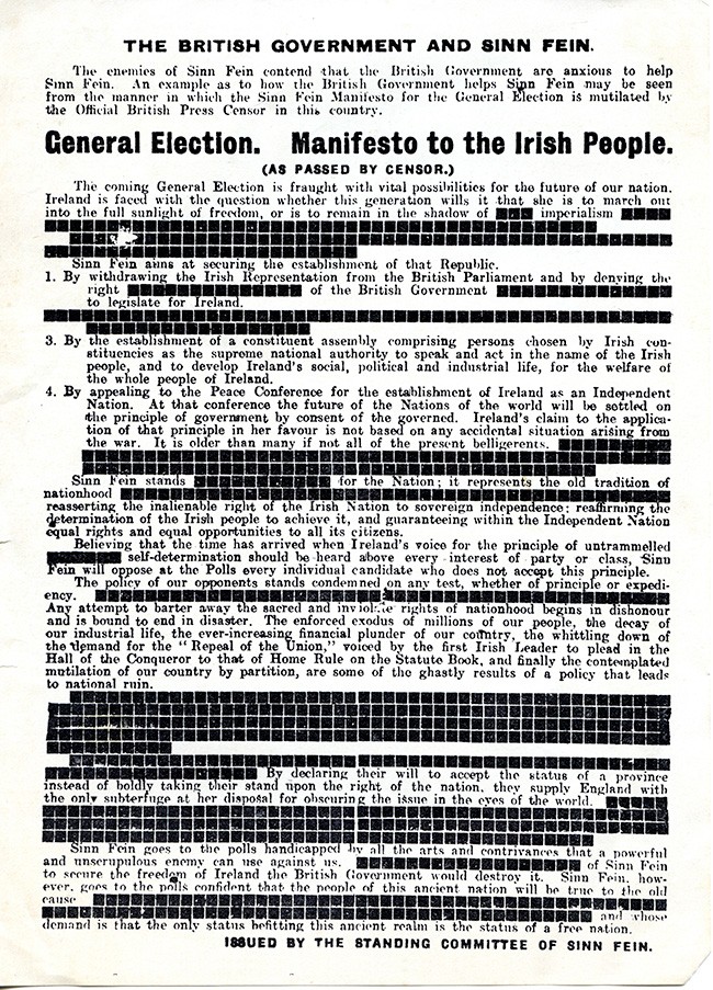 1918 Election manifesto banned