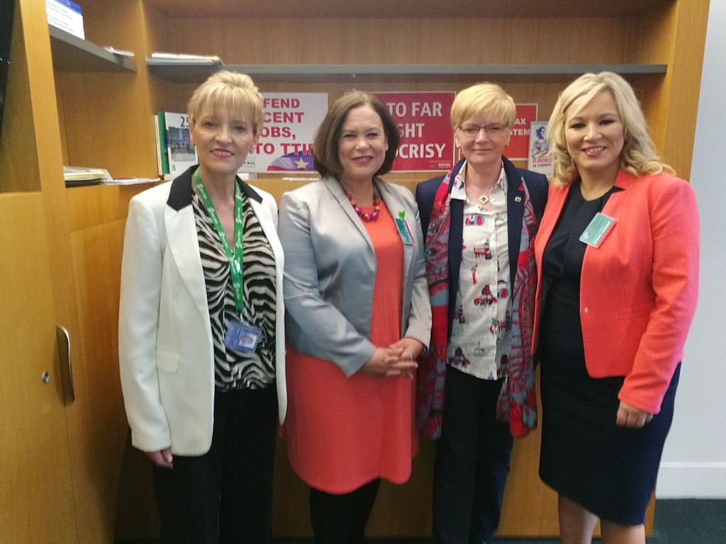 Mary Lou McDonald in the European Parliament with Martina Anderson, Michelle O'Neill and Gabi Zimmer.
