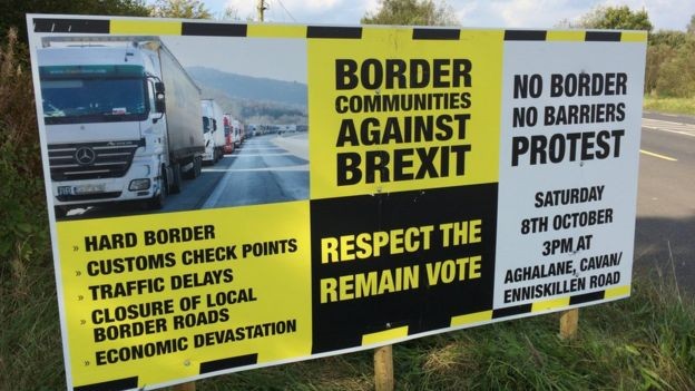Border Communities Against Brexit sign.