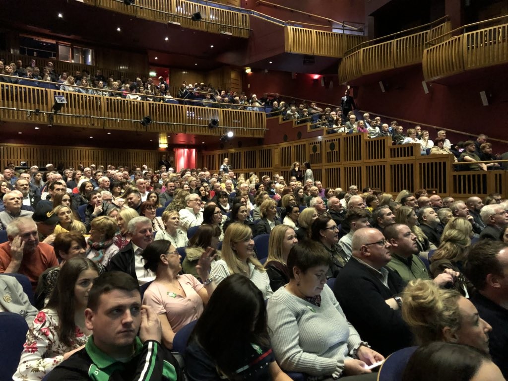 The packed hall in the Millennium Forum.